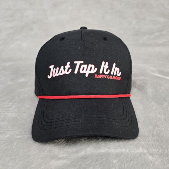 Just Tap It In Happy Gilmore Snapback Hat Cap Golf Black Red Rope Adjustable - Picture 2 of 9